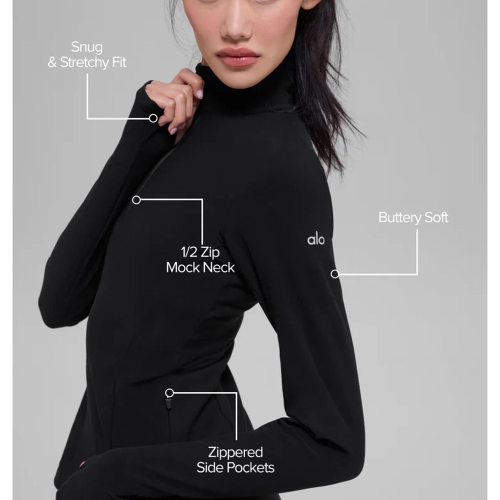Alo yoga Alosoft 1/2 Zip Rapid pullover black - Picture 4 of 8
